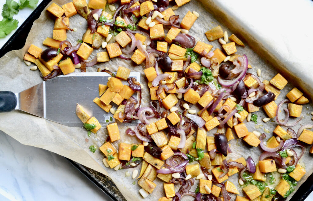 sweet potatoes with caramelized onions