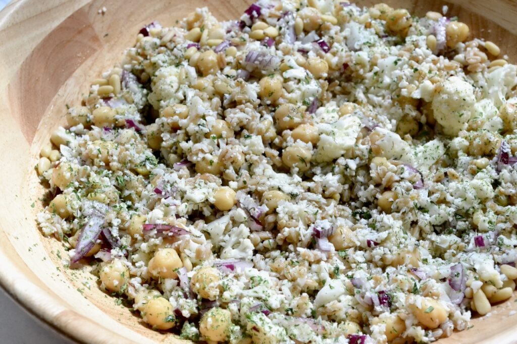 cauliflower and farro chopped salad