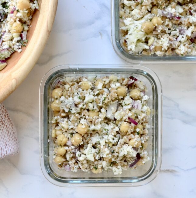 cauliflower and farro chopped salad
