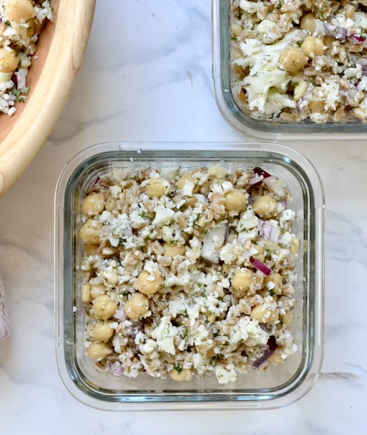 cauliflower and farro chopped salad