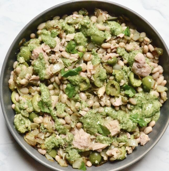 White Bean, Tuna, and Castelvetrano Olive Salad