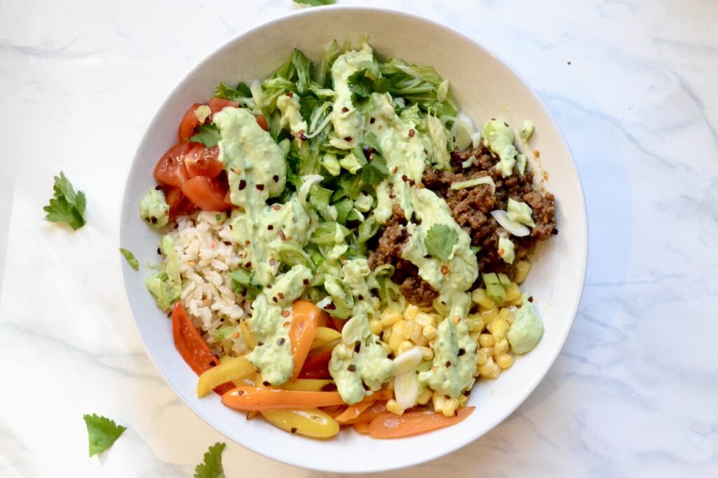 Ground beef taco bowls