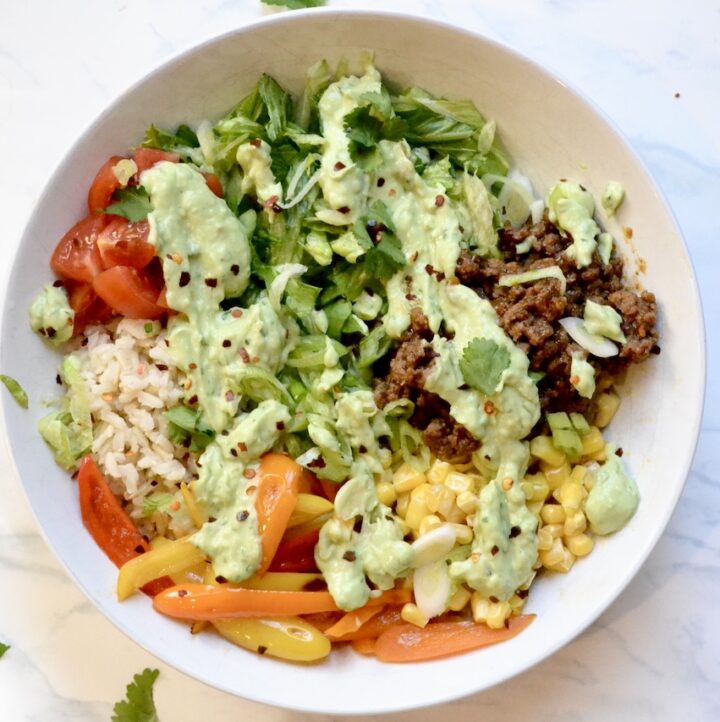 Ground beef taco bowls