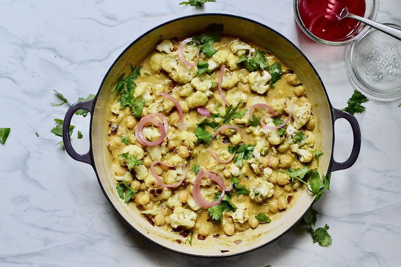 Cauliflower and Chickpea Coconut Curry