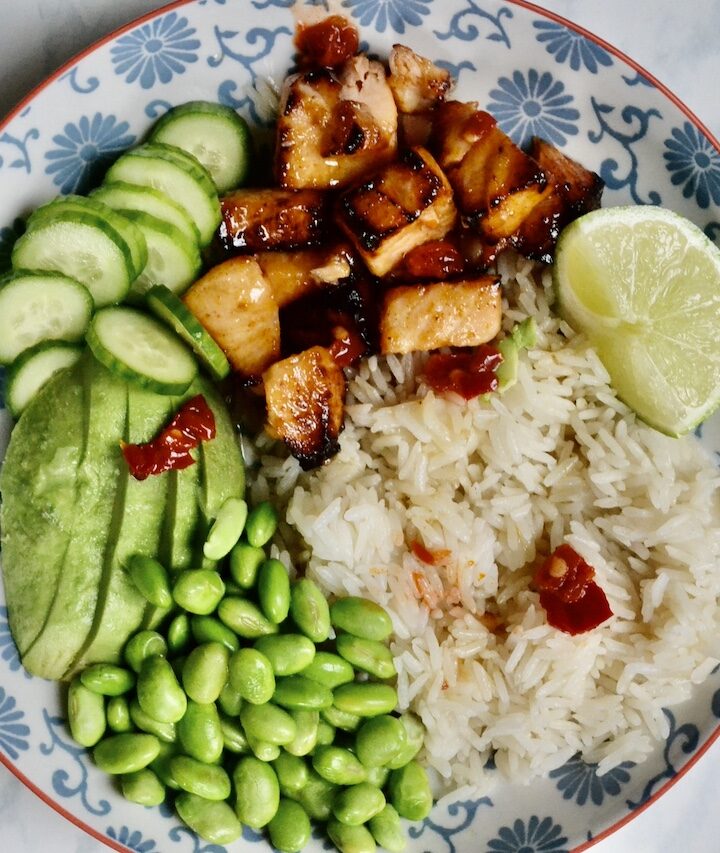 easy hot honey salmon bowls